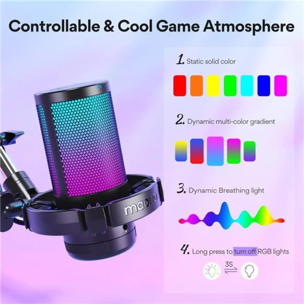 MAONO Gaming USB Microphone, Noise Cancellation Condenser mic